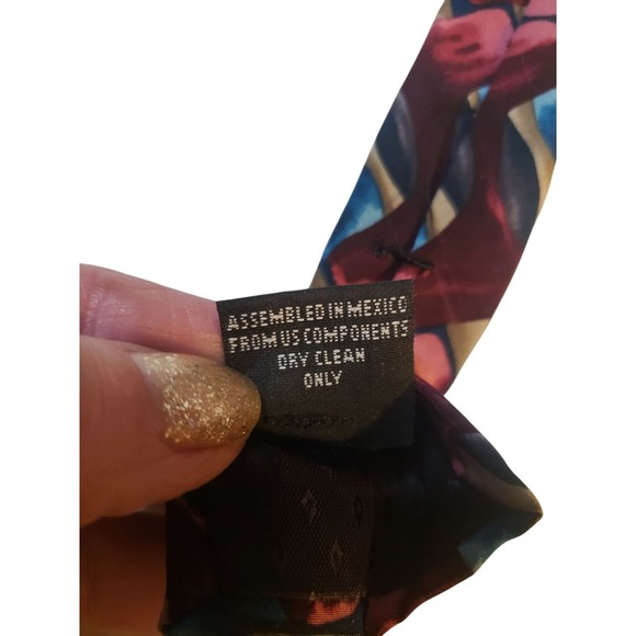 J Garcia Mens Tie Necktie Designer Luxury Red Blue Tan Abstract Corporate Casual - Picture 8 of 11